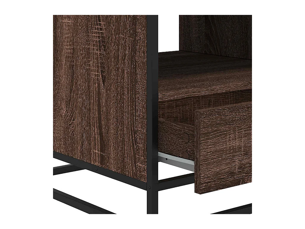 Bruine eiken salontafel 100x50x45cm bewerkt hout en metaal