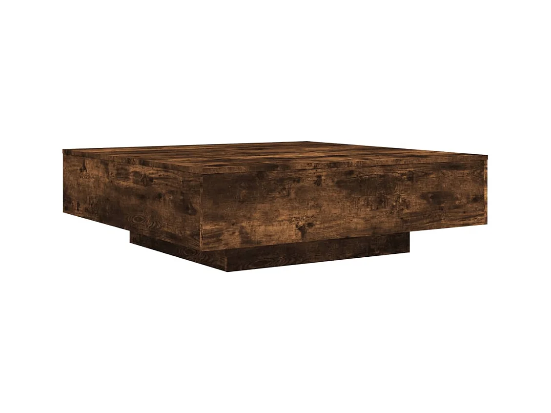 Table basse chêne fumé 100x100x31 cm bois d'ingénierie