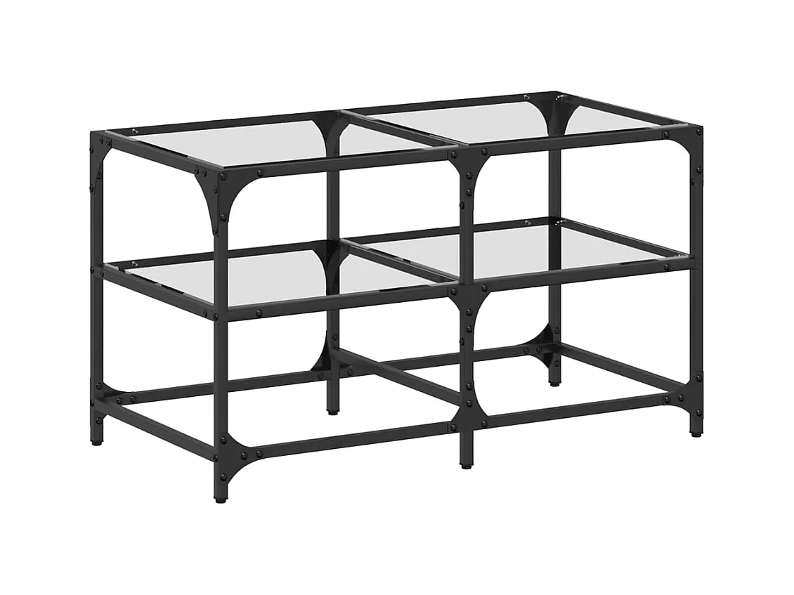 Tavolino con piano in vetro trasparente 78,5x40x45cm acciaio