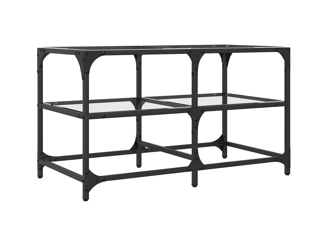 Tavolino con piano in vetro trasparente 78,5x40x45cm acciaio