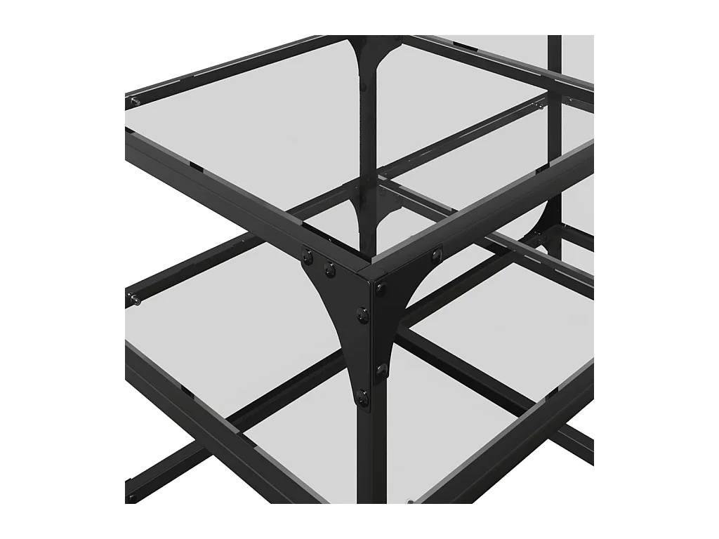 Tavolino con piano in vetro trasparente 78,5x40x45cm acciaio