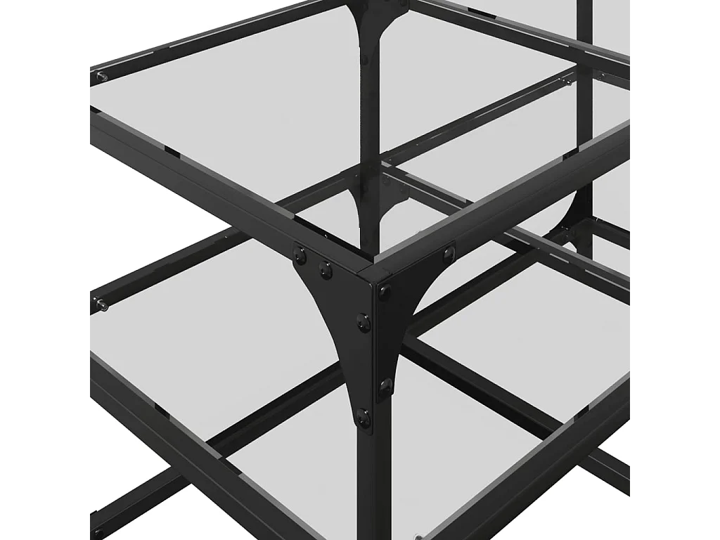 Tavolino con piano in vetro trasparente 78,5x40x45cm acciaio