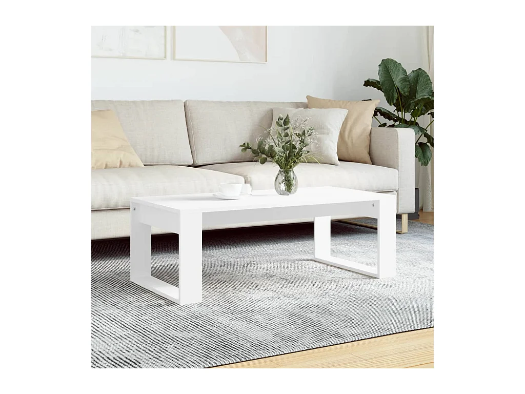 Table basse blanc 102x50x35 cm bois d'ingénierie