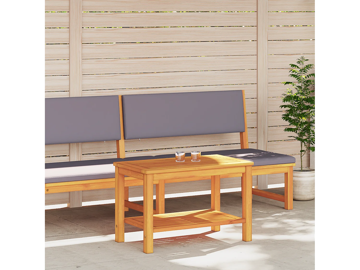 Mesa de centro 70x40x45 cm en madera maciza de acacia