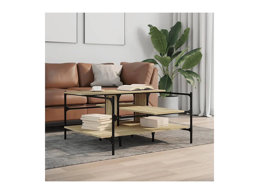 Table basse chêne sonoma 100x100x48,5 cm bois d'ingénierie