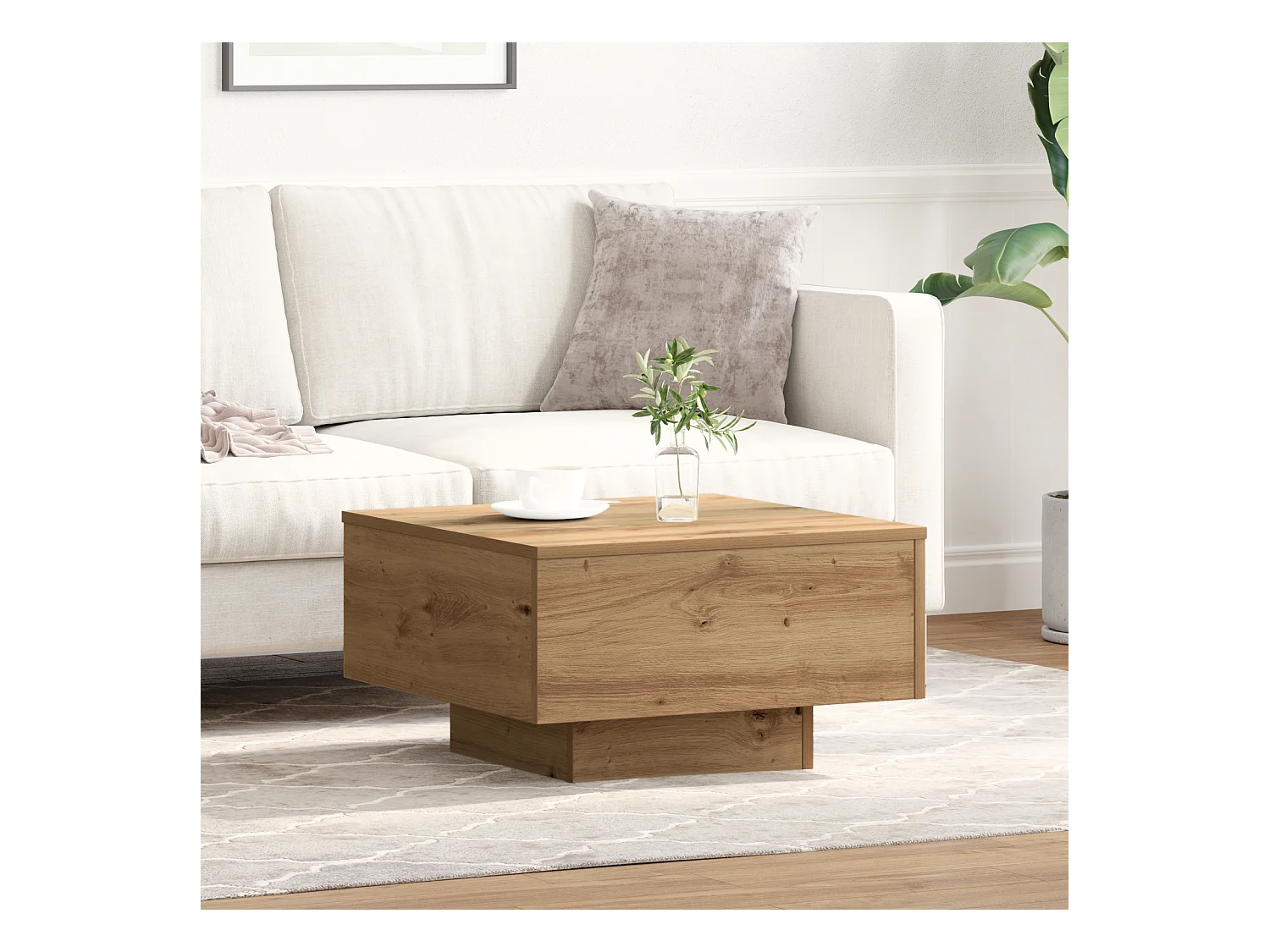 Table basse Artisian en chêne 55x55x31 cm en bois d'ingénierie