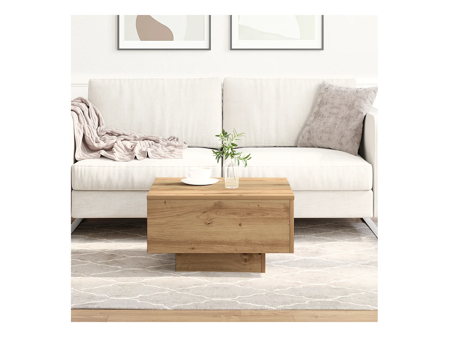 Table basse Artisian en chêne 55x55x31 cm en bois d'ingénierie