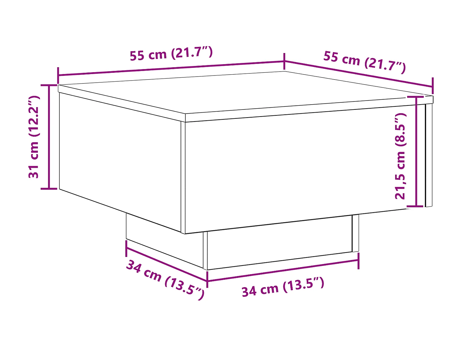 Table basse Artisian en chêne 55x55x31 cm en bois d'ingénierie