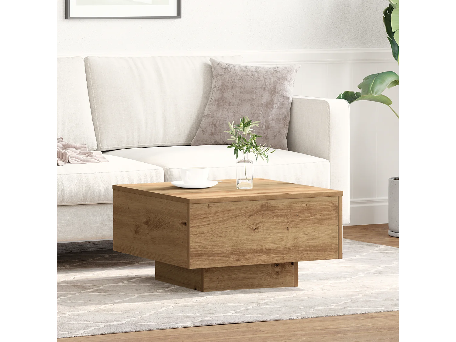 Table basse Artisian en chêne 55x55x31 cm en bois d'ingénierie