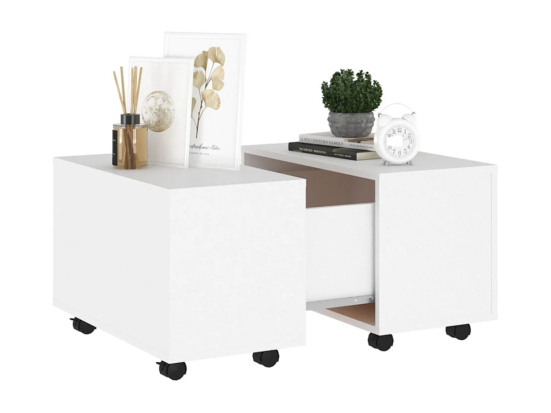 Table basse blanc 60x60x38 cm bois d'ingénierie