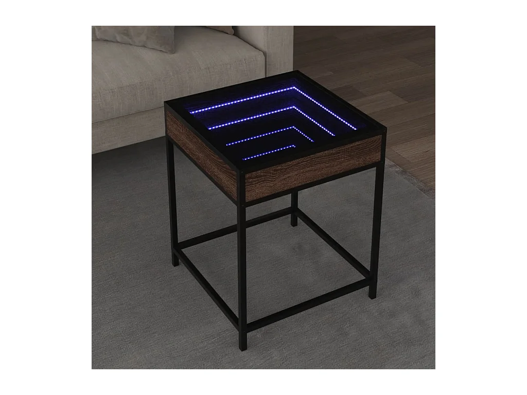 Table basse avec LED Infinity chêne marron 40x40x51 cm