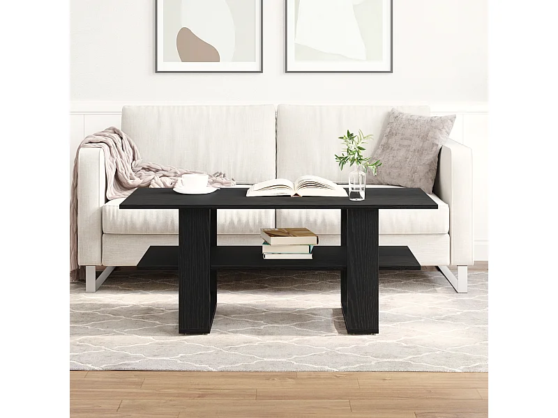 Table basse en chêne noir 102x55x42 cm en bois d'ingénierie