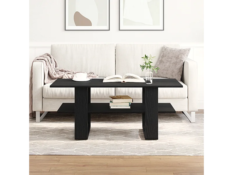 Table basse en chêne noir 102x55x42 cm en bois d'ingénierie