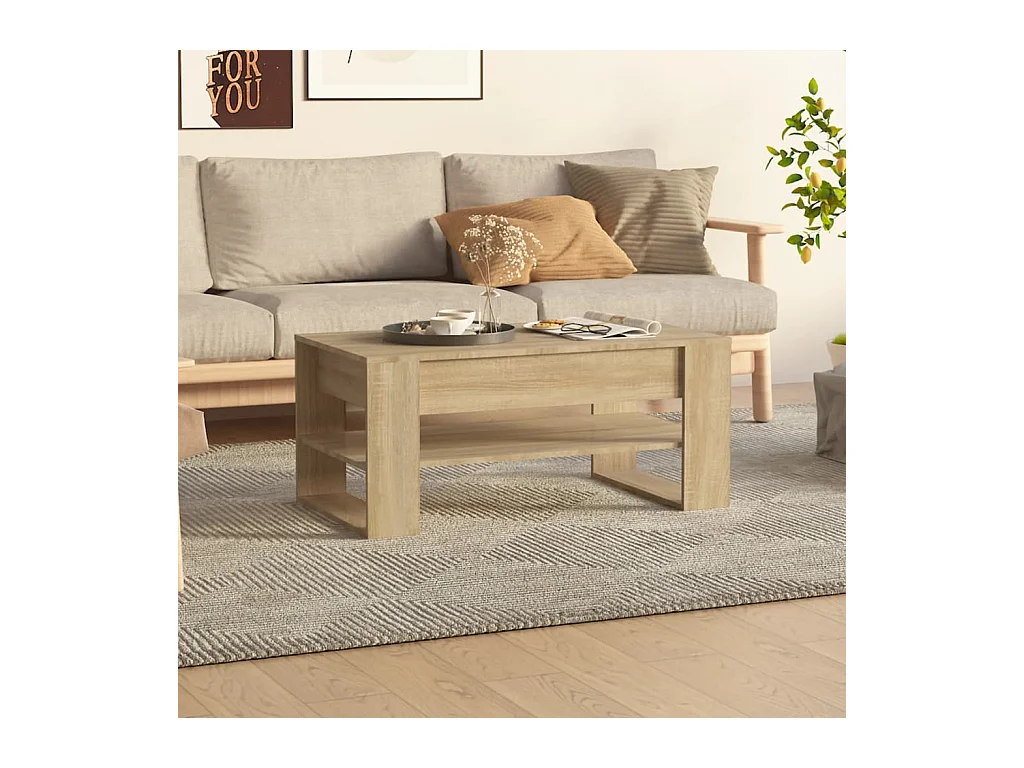 Table basse chêne sonoma 102x55x45 cm bois d'ingénierie