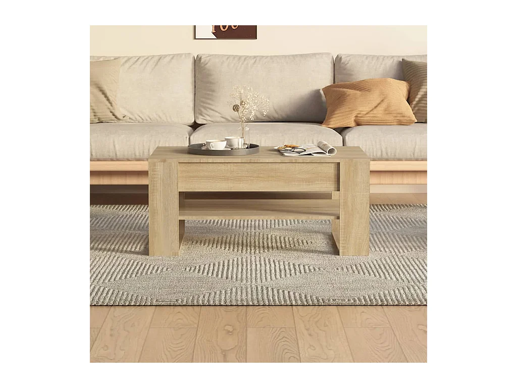 Table basse chêne sonoma 102x55x45 cm bois d'ingénierie