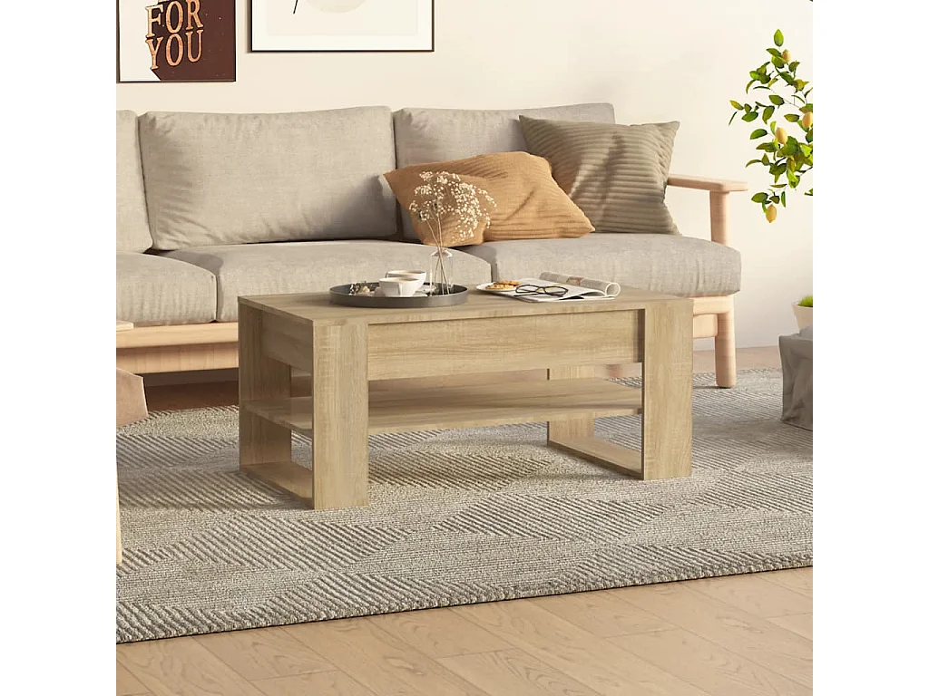 Table basse chêne sonoma 102x55x45 cm bois d'ingénierie