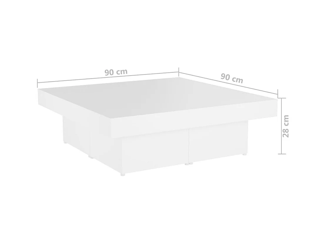 Mesa de centro blanca 90x90x28 cm madera de ingeniería