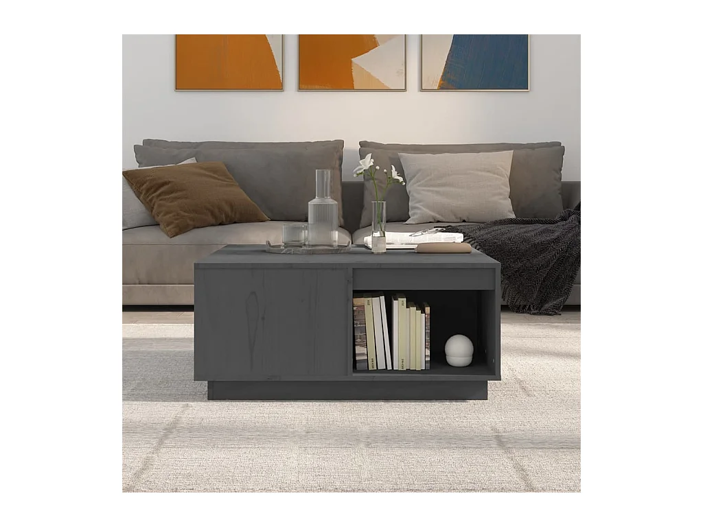 Salontafel Grijs 80x81x36,5 cm Massief grenenhout