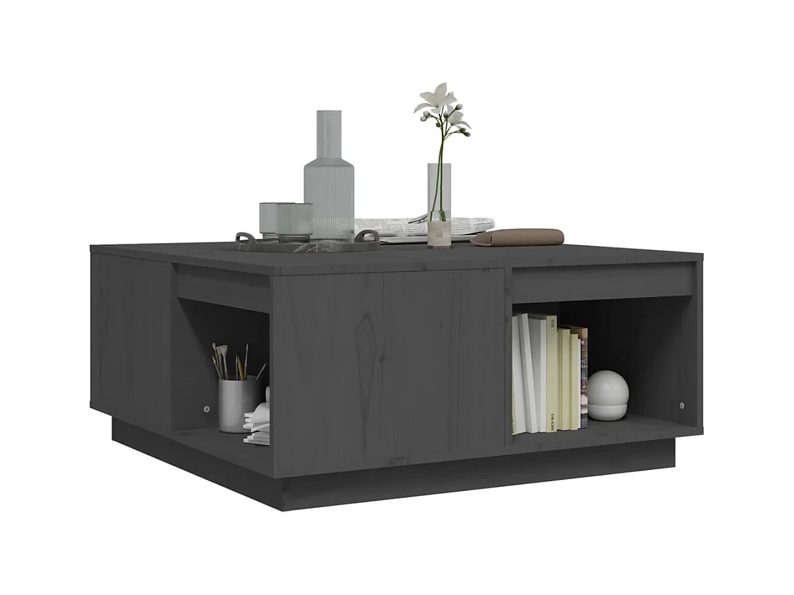 Salontafel Grijs 80x81x36,5 cm Massief grenenhout