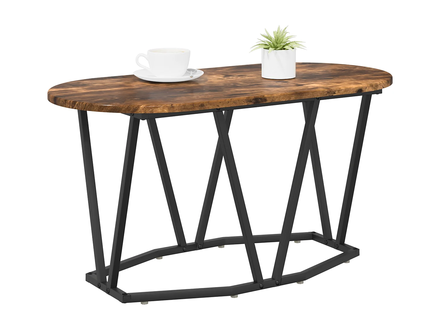 Table basse en chêne fumé 80x40x40,5 cm en bois composite et métal