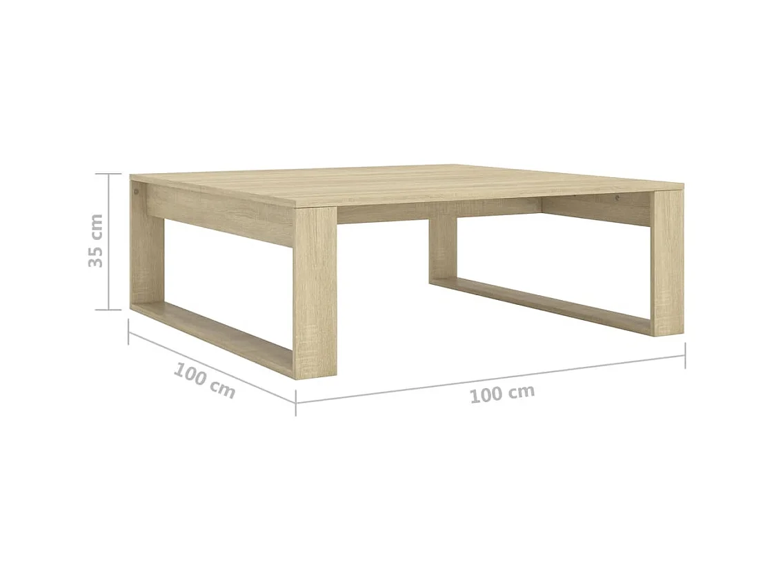 Table basse Chêne sonoma 100x100x35 cm Bois d'ingénierie