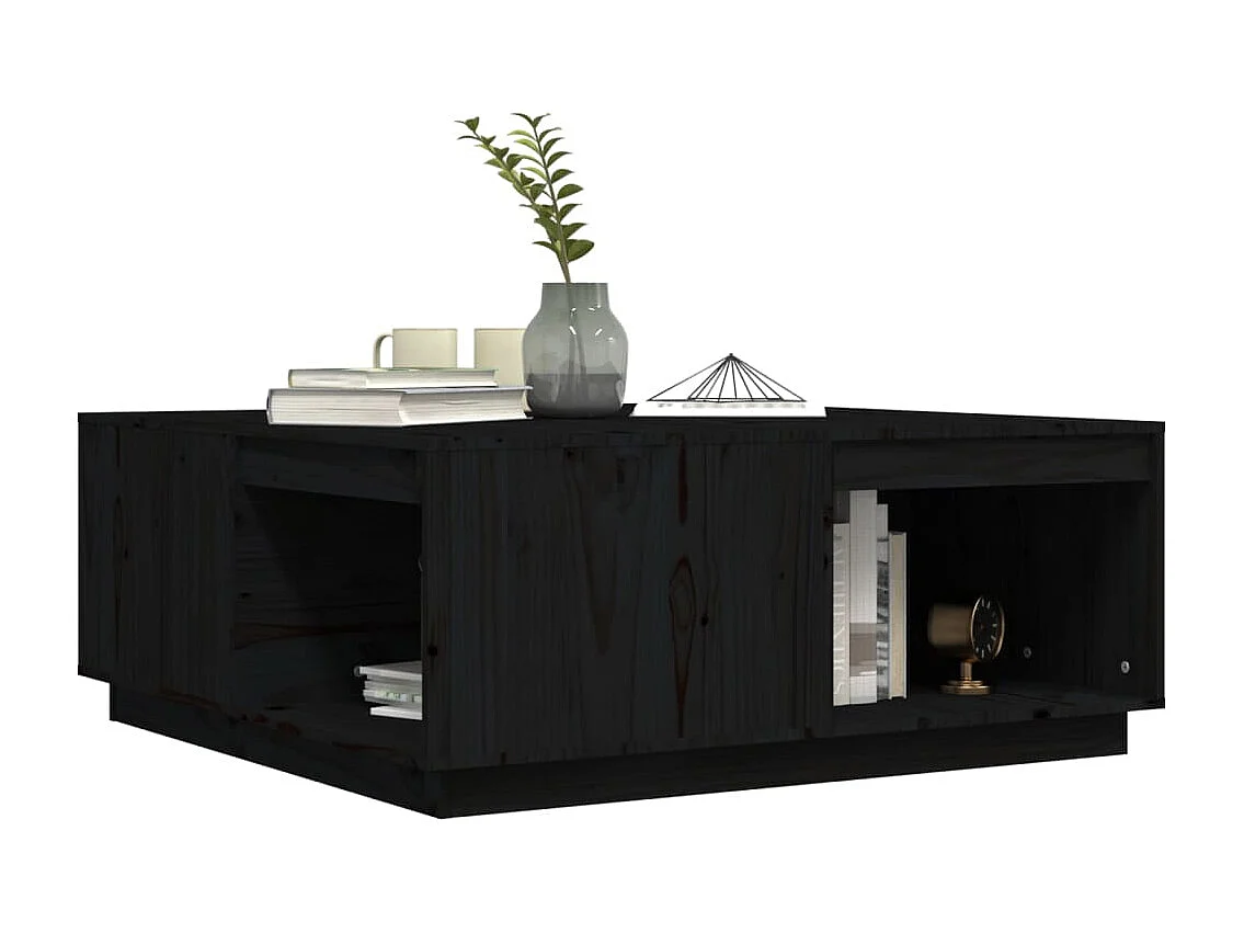 Mesa de centro Negra 100x101x40,5 cm Madera maciza de pino