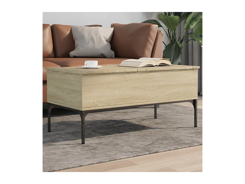 Sonoma eiken salontafel 100x50x45cm bewerkt hout en metaal