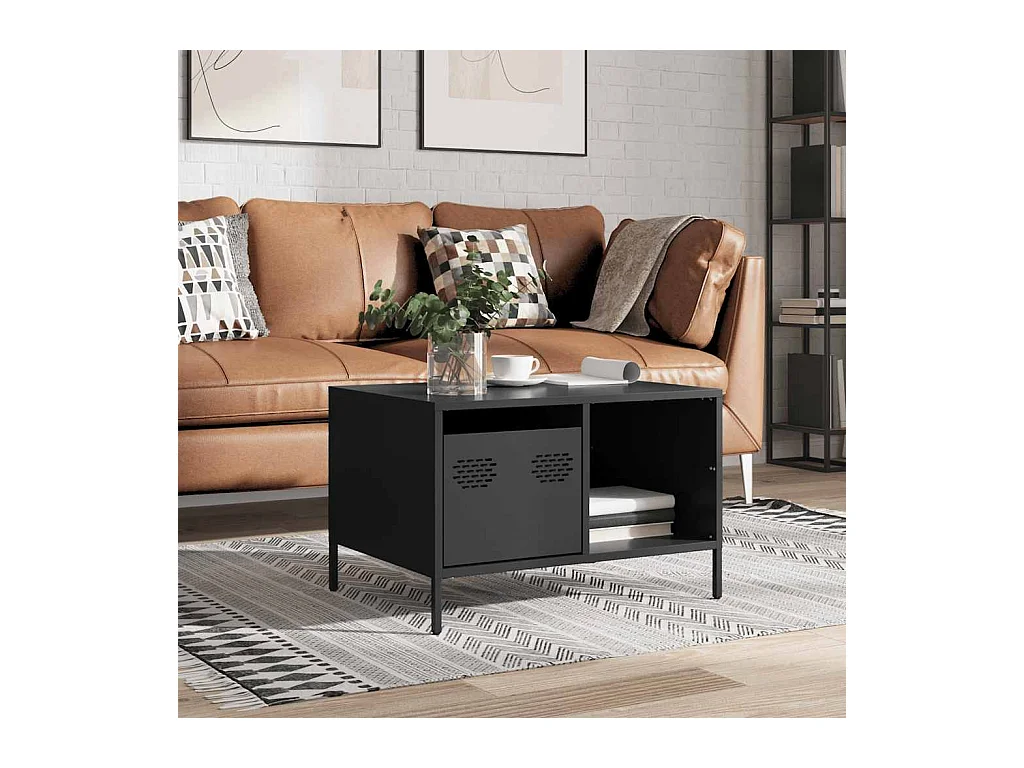 Table basse noir 68,5x50x43,5 cm acier laminé à froid
