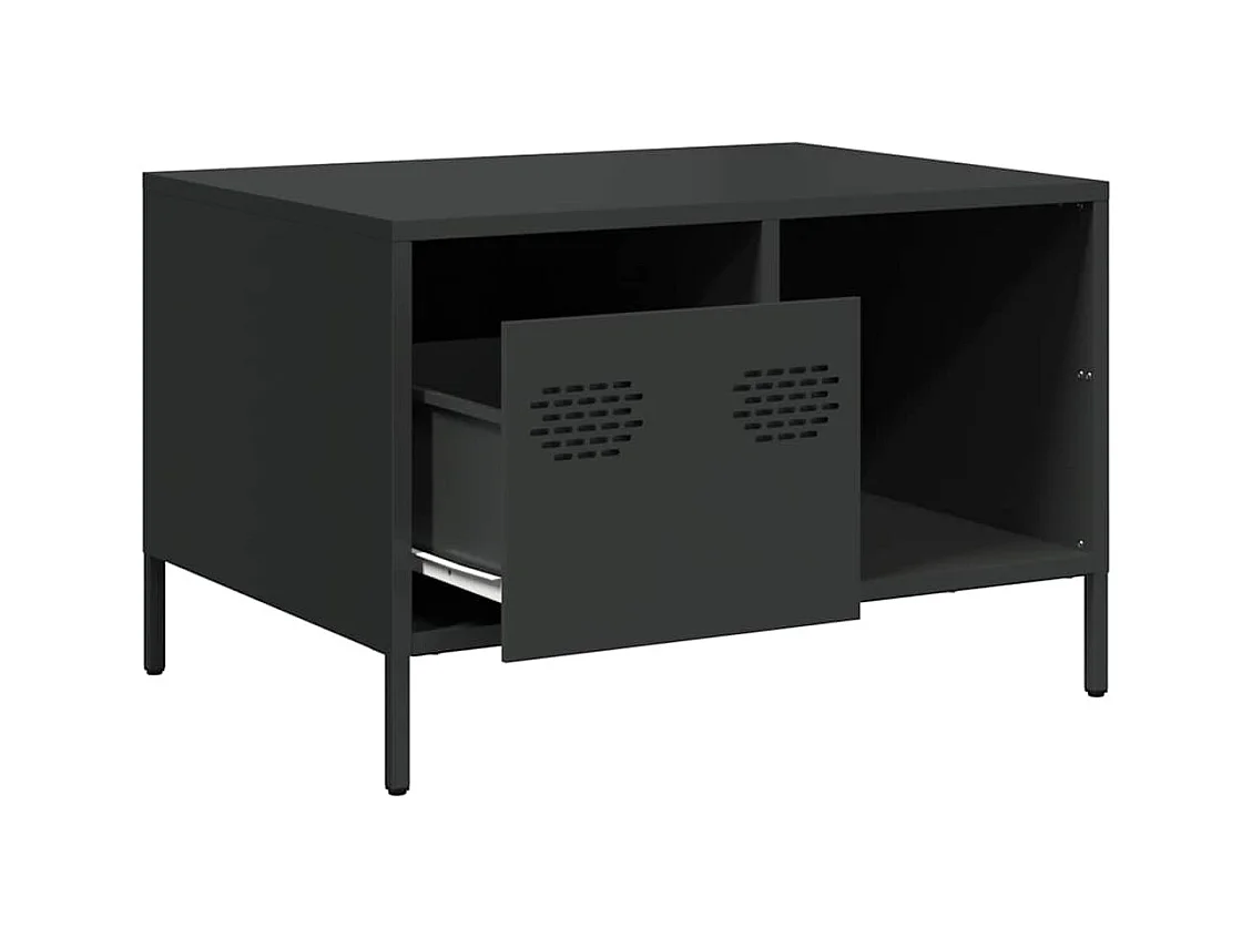 Table basse noir 68,5x50x43,5 cm acier laminé à froid