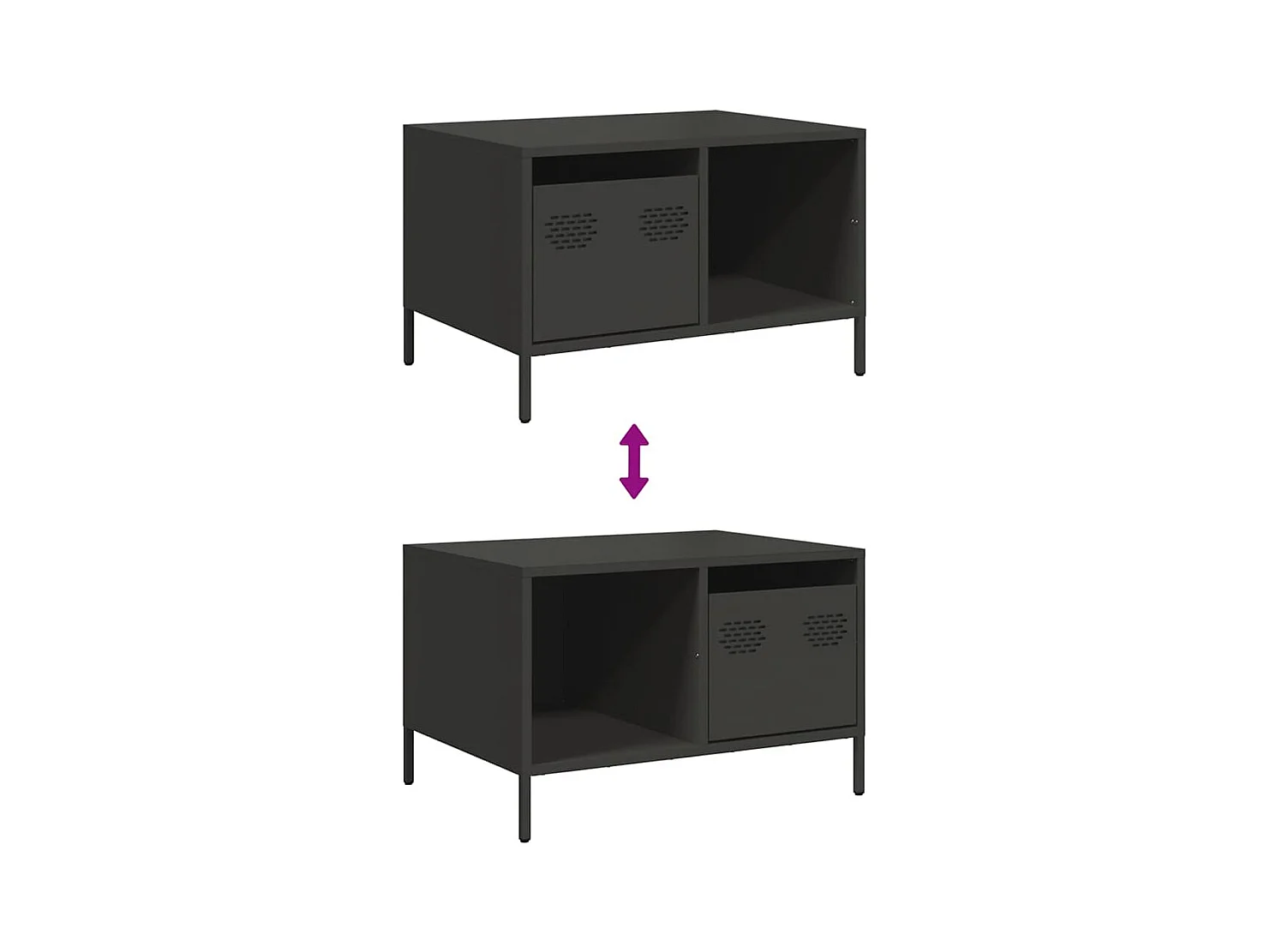 Table basse noir 68,5x50x43,5 cm acier laminé à froid