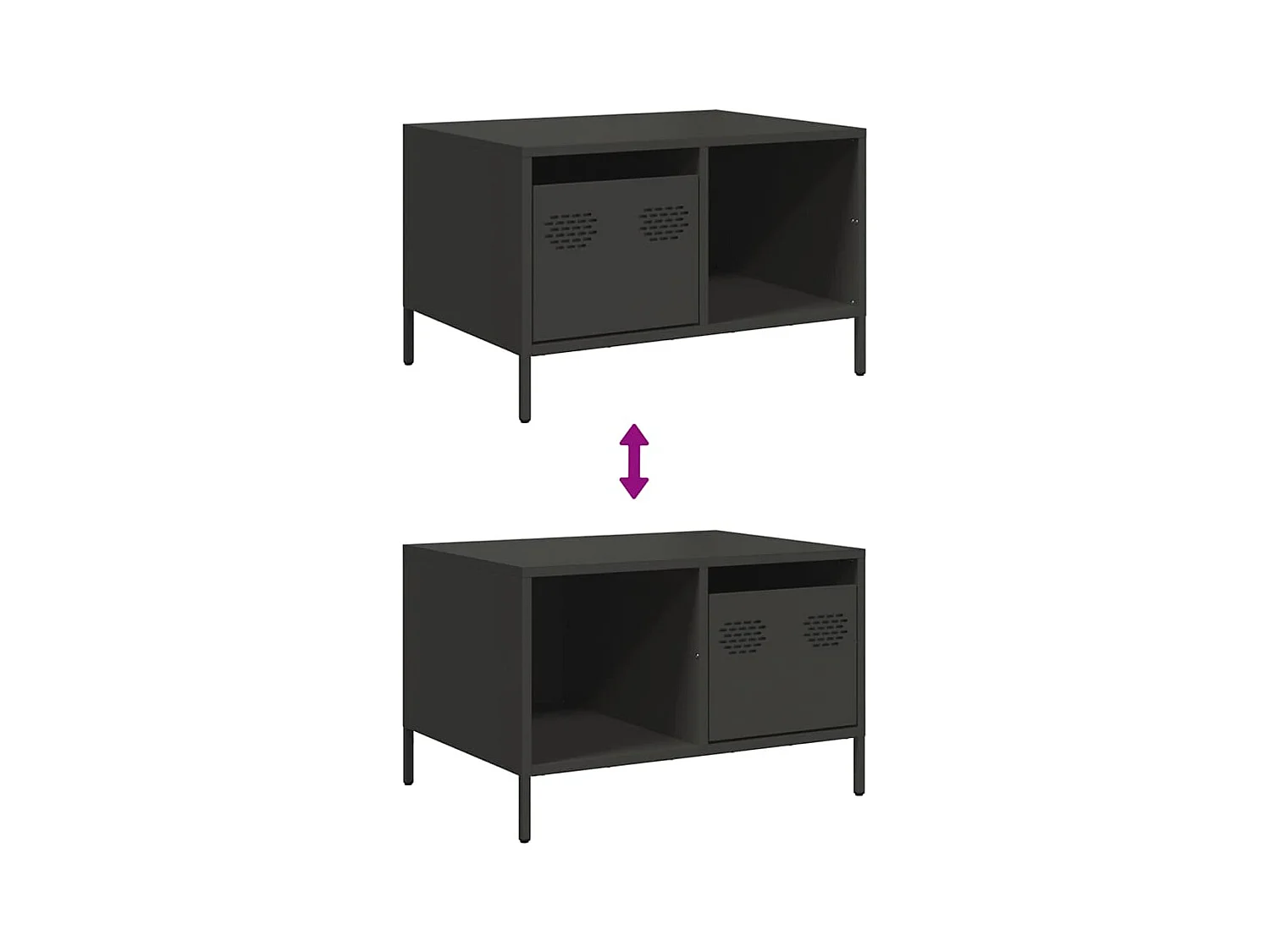 Table basse noir 68,5x50x43,5 cm acier laminé à froid