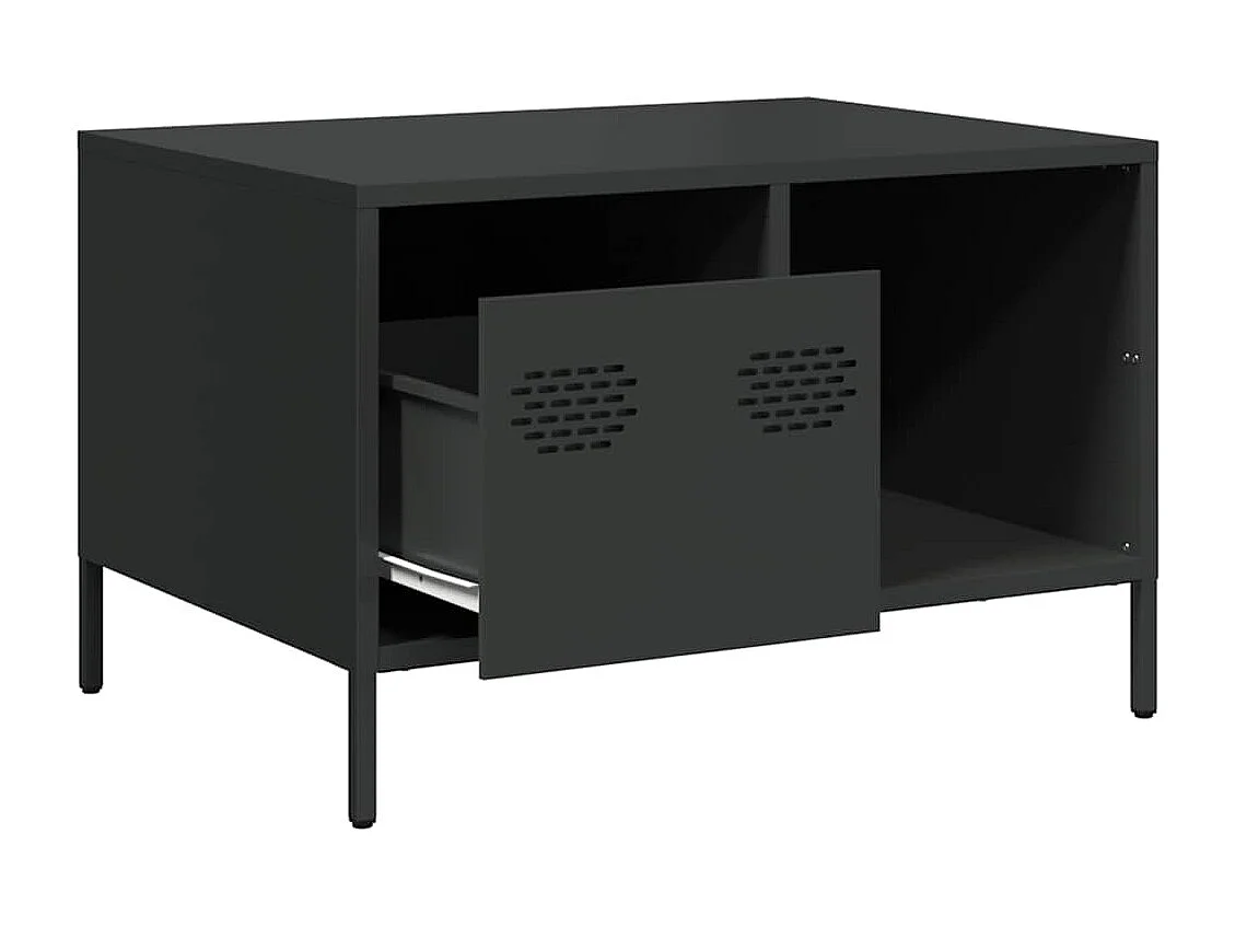 Table basse noir 68,5x50x43,5 cm acier laminé à froid