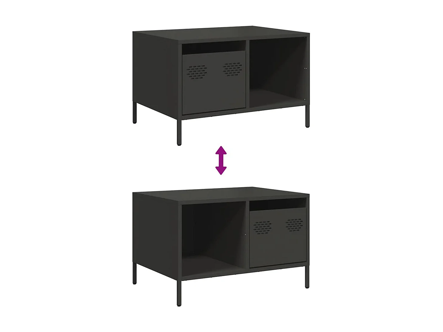 Table basse noir 68,5x50x43,5 cm acier laminé à froid