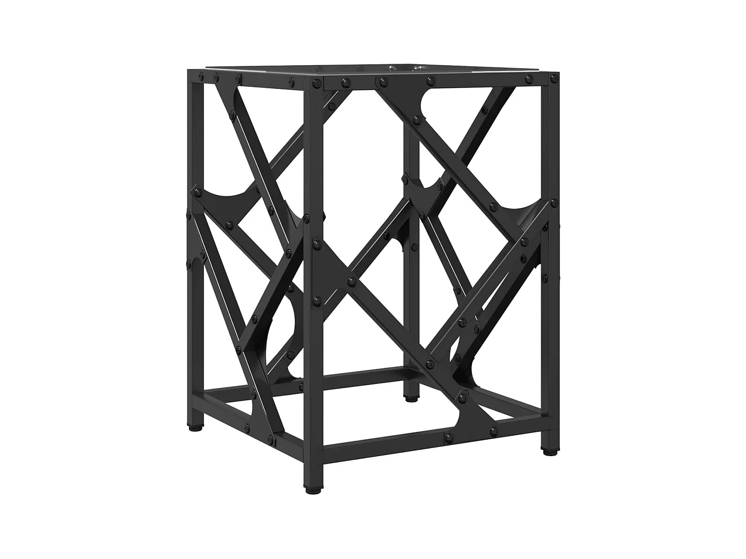 Tavolino con piano in vetro trasparente 30x30x41 cm in acciaio