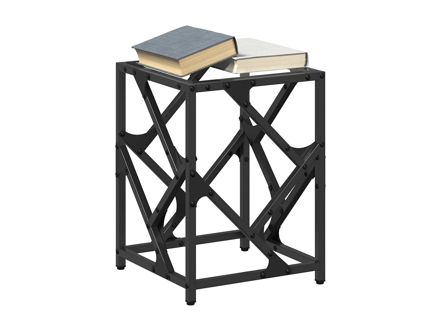 Table basse avec dessus en verre transparent 30x30x41 cm acier