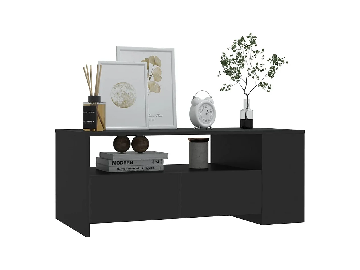 Schwarzer Couchtisch 102x55x42 cm Holzwerkstoff