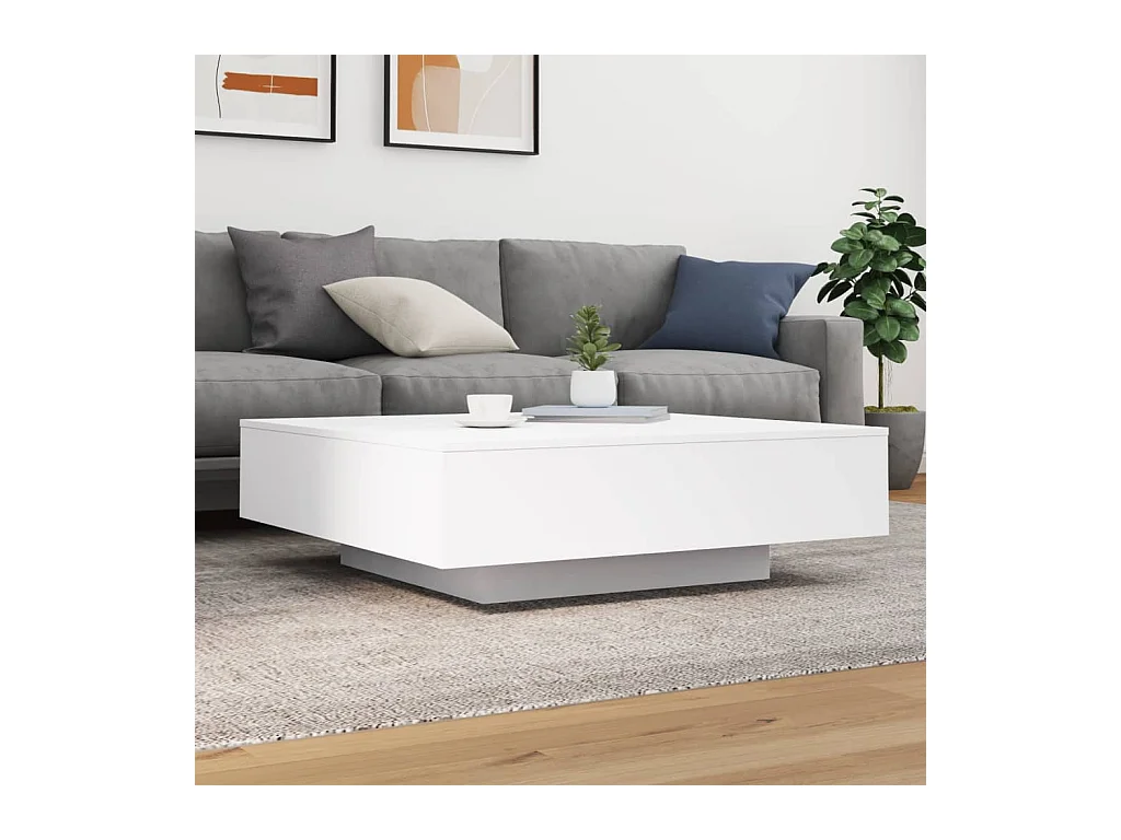 Table basse avec lumières LED blanc 100x100x31 cm