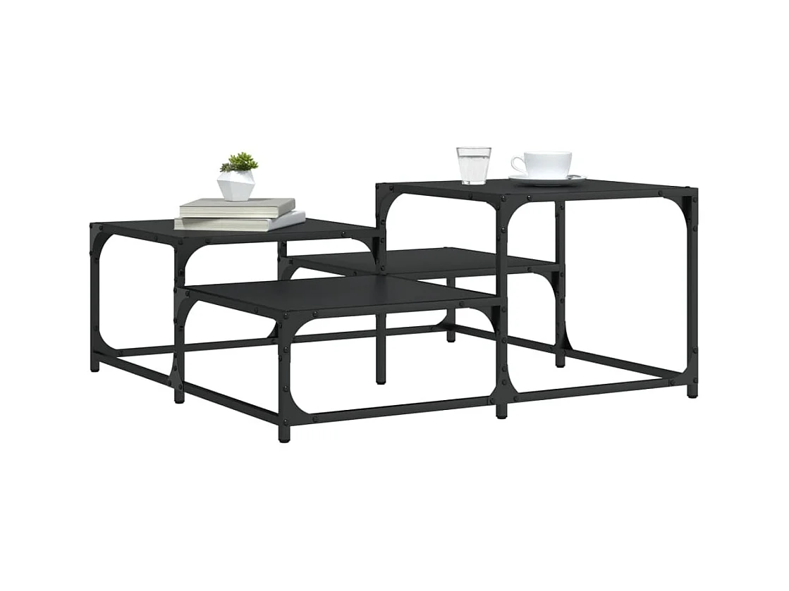 Table basse noir 87,5x87,5x40 cm bois d'ingénierie