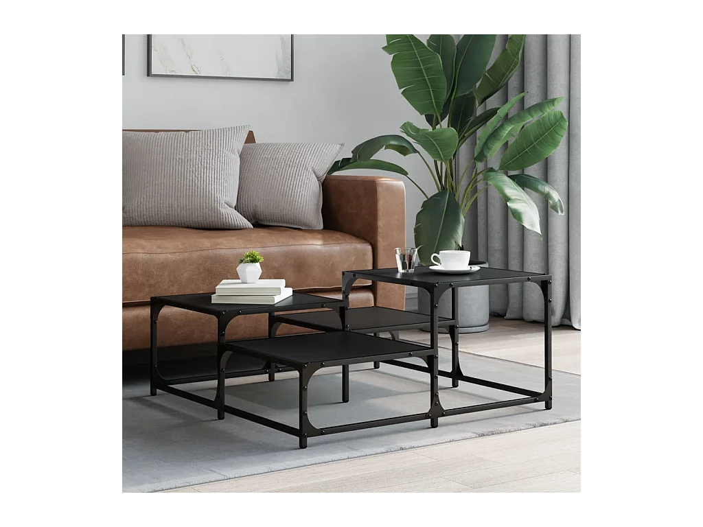 Table basse noir 87,5x87,5x40 cm bois d'ingénierie