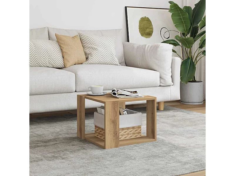 Tavolino da caffè in rovere fatto a mano 40x40x30 cm in legno ingegnerizzato