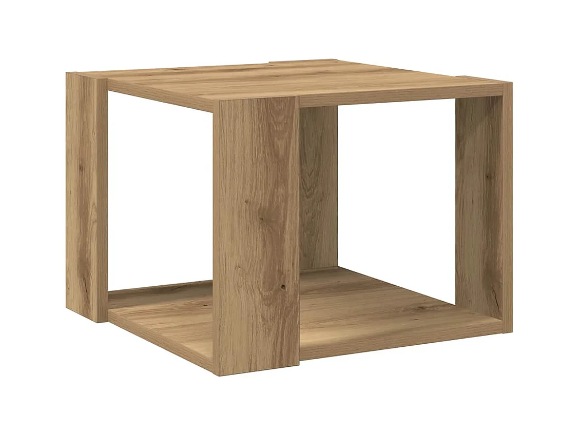 Table basse chêne artisanal 40x40x30 cm bois d'ingénierie