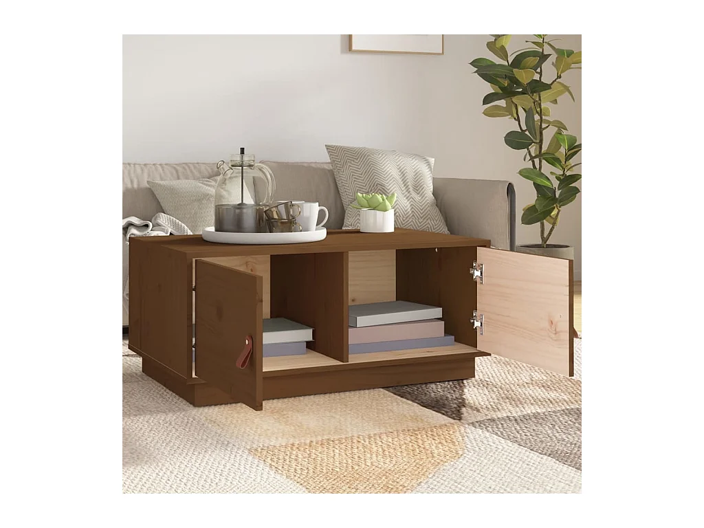 Table basse Marron miel 80x50x35 cm Bois massif de pin