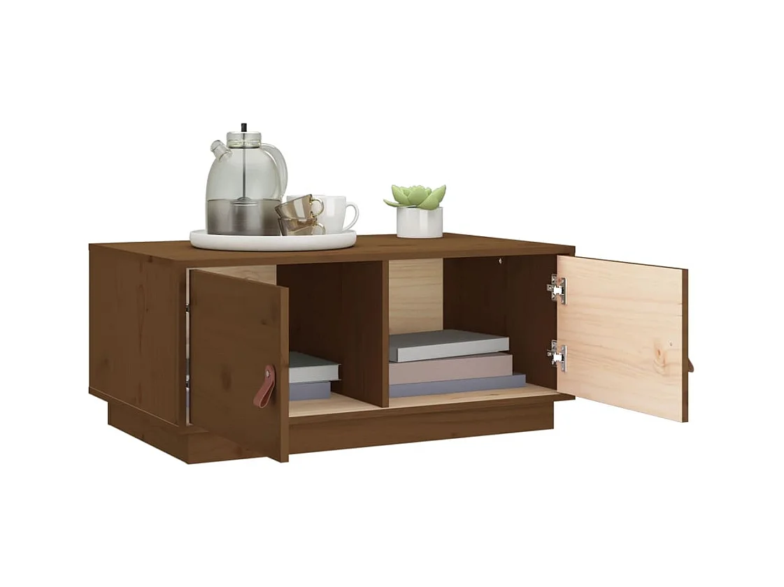 Table basse Marron miel 80x50x35 cm Bois massif de pin