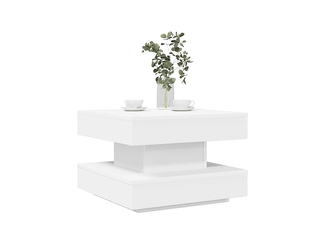 Table basse rotative à 360 degrés blanc 50x50x34,5 cm