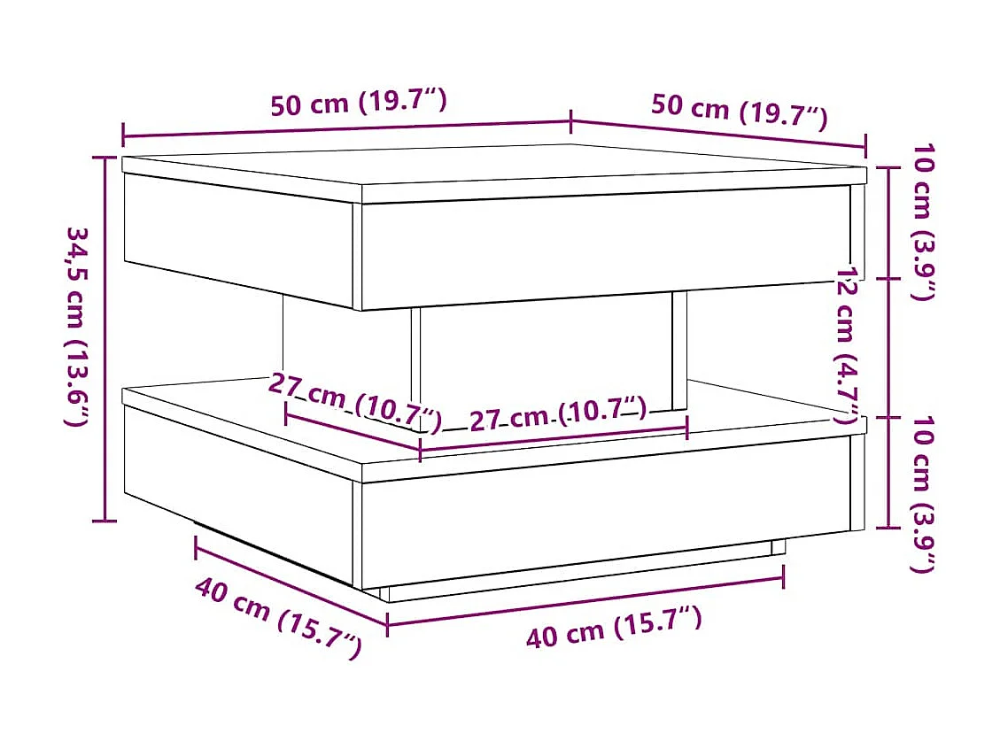 360 Grad drehbarer Couchtisch weiß 50x50x34,5 cm