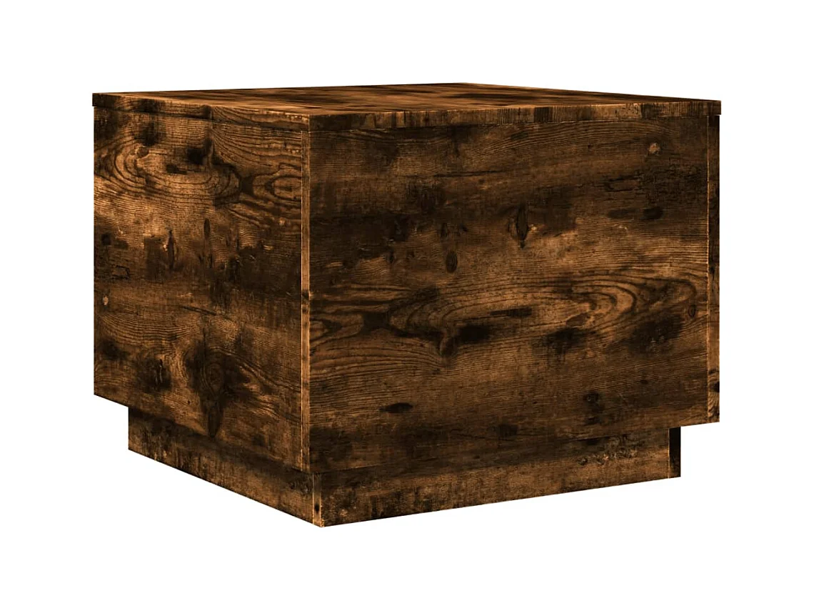 Table basse avec lumières LED chêne fumé 50x50x40 cm