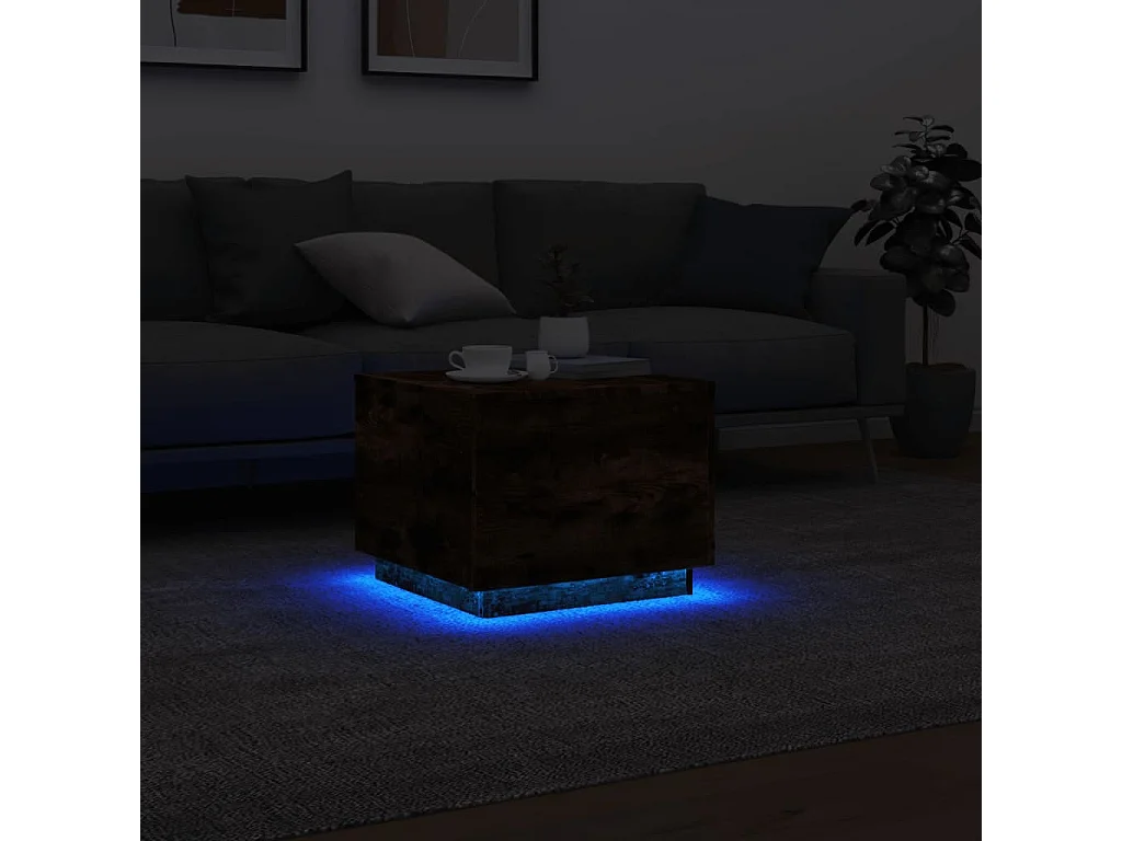 Couchtisch mit LED-Beleuchtung Räuchereiche 50x50x40 cm