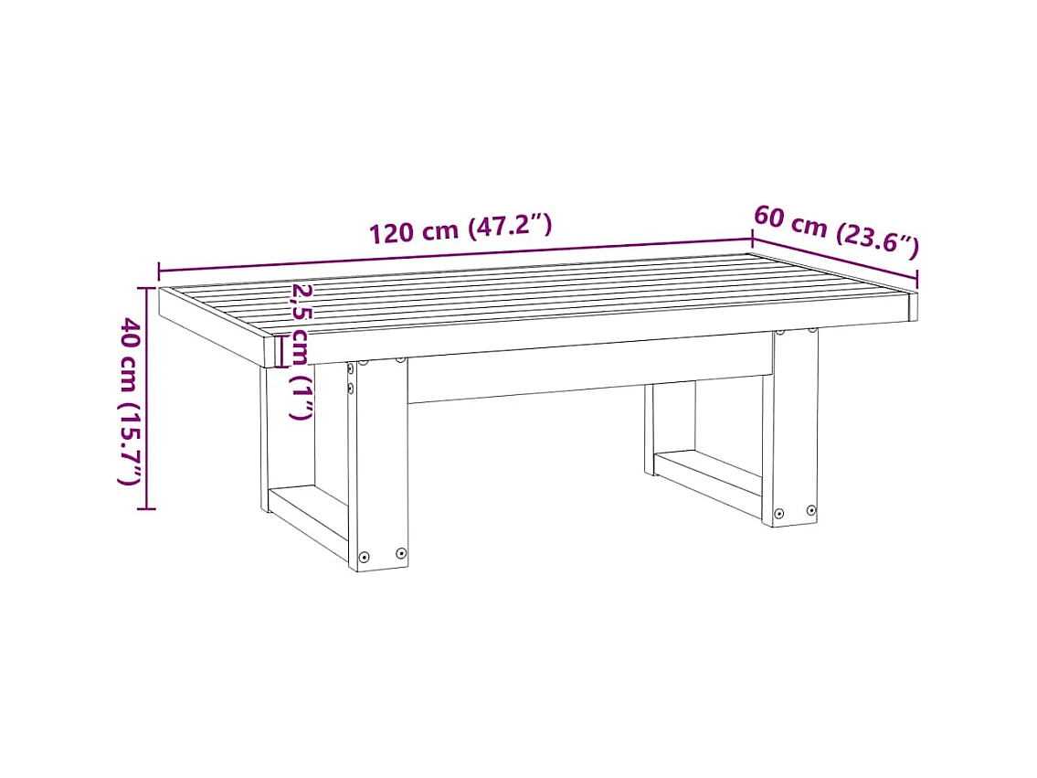 Table basse NOAIN pieds en forme de U 120x60x40 cm massif pin