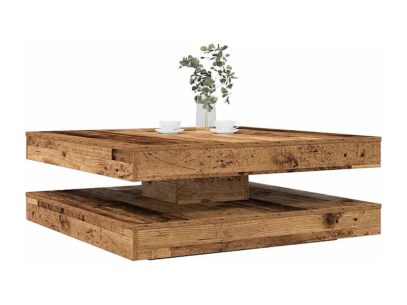 Tavolino girevole a 360 gradi in legno vecchio 90x90x34,5 cm