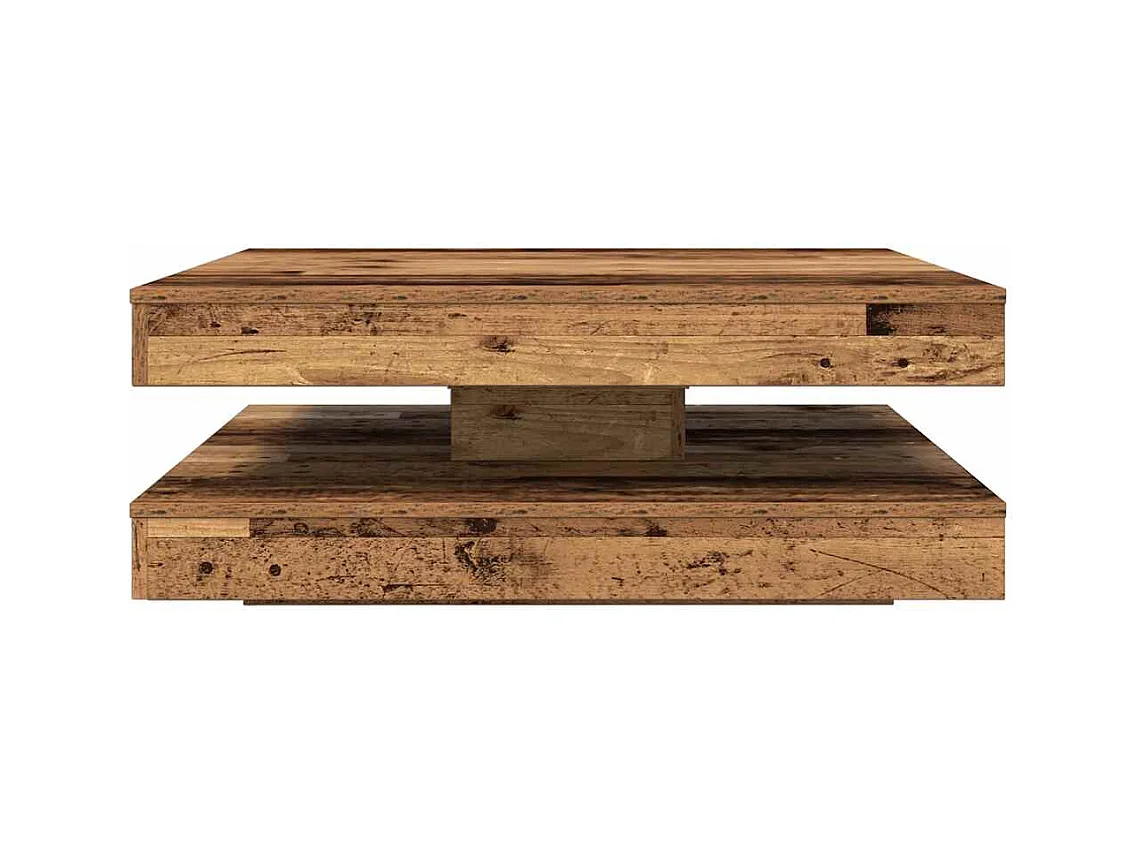 Table basse rotative à 360 degrés vieux bois 90x90x34,5 cm